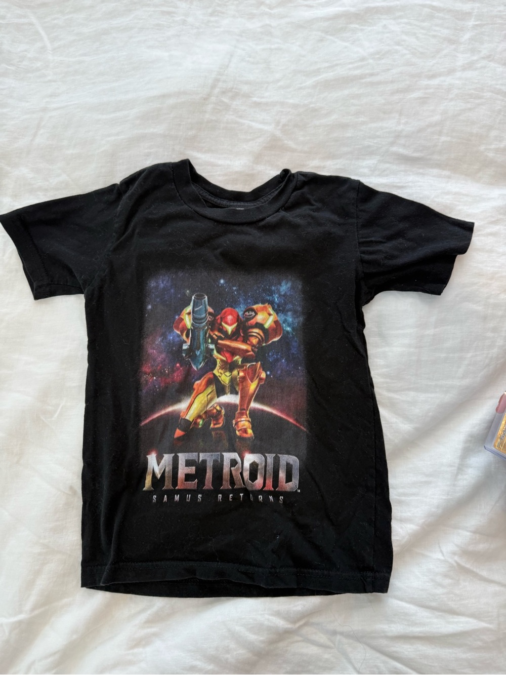 Nintendo Metroid Samus Returns Graphic T-Shirt Boys Small Black Video Game Tee